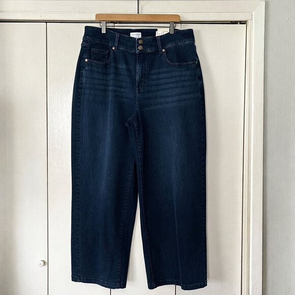 Lane Bryant Tighter Tummy Wide Leg Jeans Size 18 High Rise Dark Wash NWT - Picture 2 of 7